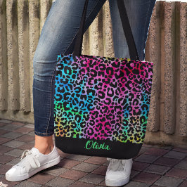 Färglös Snyggt Leopard Struktur Neon Feminin Tygkasse