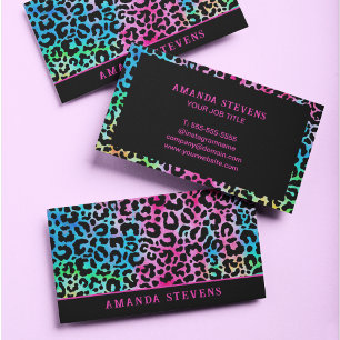 Färglös Snyggt Leopard Struktur Neon Feminin Visitkort