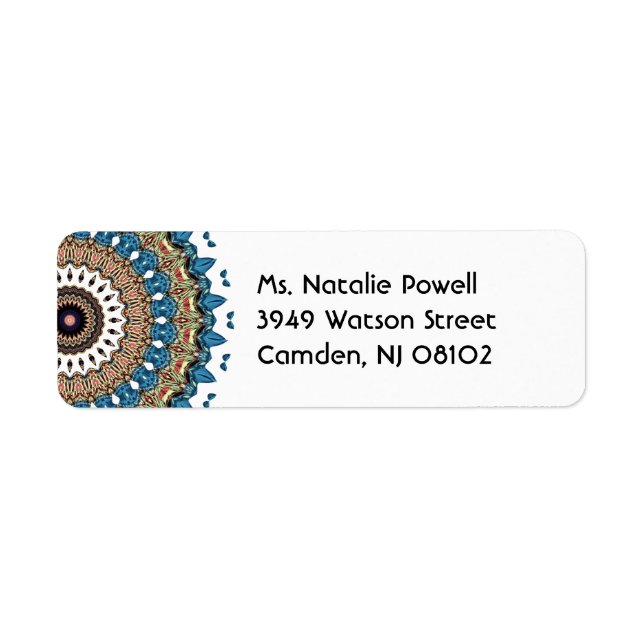 Färglös Söt Mandala Design Returadress Etikett (Framsidan)