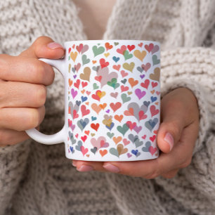 Färglös Söt Pastel Heart Mönster Cute Girly Kaffemugg