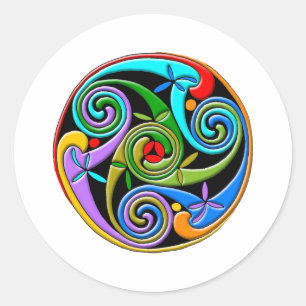 Färglös Stil Celtic Art Runt Klistermärke