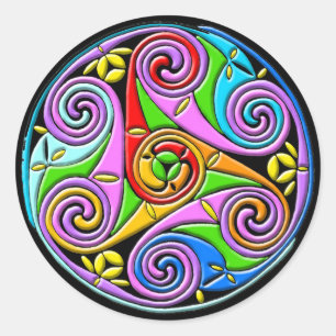 Färglös Stil Celtic Art Runt Klistermärke