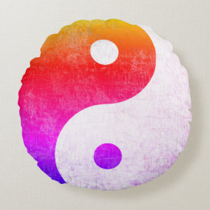 färglös symbol för yin-yang, fryst rund kudde