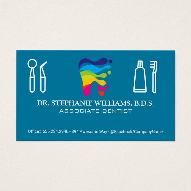 Färglös tandläkarLogotyp | Verktyg Visitkort (Framsidan)