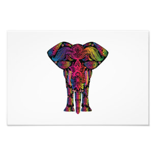 Färglös tecknad av elefant fototryck