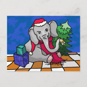 Färglös Tecknad Bell Ringing jul Elephant Helg Vykort