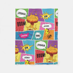 Färglös Tecknad Bok Personlig Namn Pop Art Fleecefilt