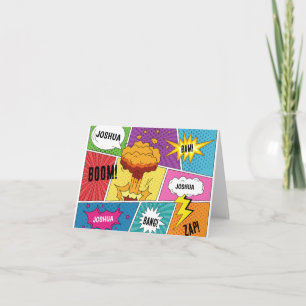 Färglös Tecknad Bok Personlig Namn Pop Art Kort