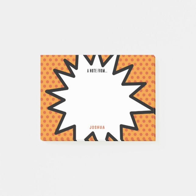 Färglös Tecknad Bok Personlig Namn Pop Art Post-it Block (Framsida)