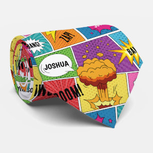 Färglös Tecknad Bok Personlig Namn Pop Art Slips