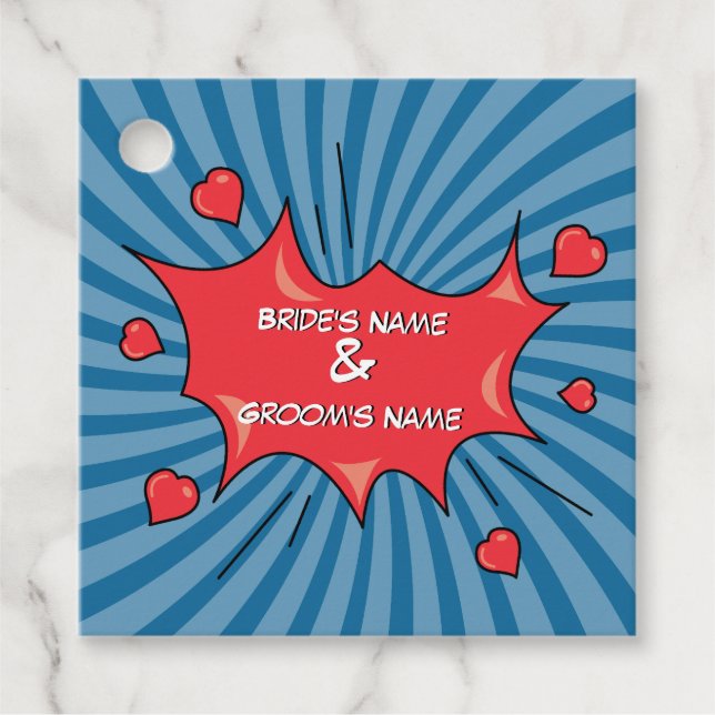 Färglös Tecknad Bok Pop Art Bröllop Gift Gåvor Etiketter (Framsida)