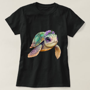 Färglös Tecknad med Blommigt Krona T Shirt