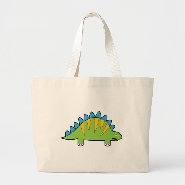 Färglös tecknad stegosaurus dino jumbo tygkasse (Framsidan)