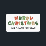 Färglös text god jul gott nytt år adressetikett<br><div class="desc">Modern,  färglös säsong-design. God jul och Gott nytt år-klistermärke.</div>