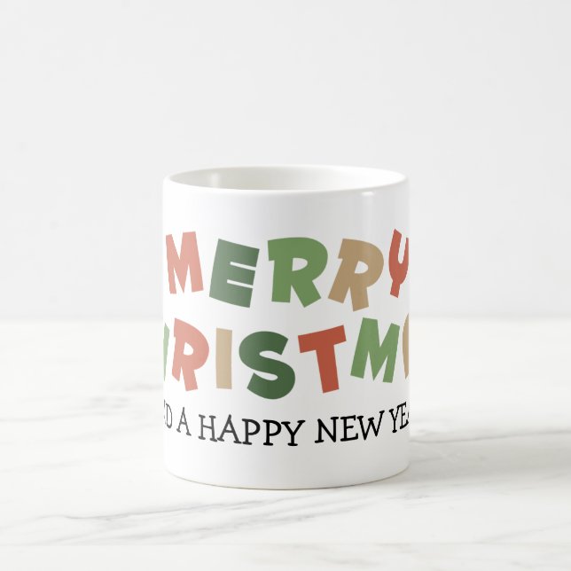 Färglös text god jul gott nytt år kaffemugg (Center)