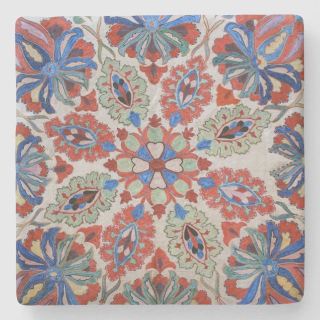 Färglös textil Struktur från Israel SquareCoaster Stenunderlägg (Framsidan)