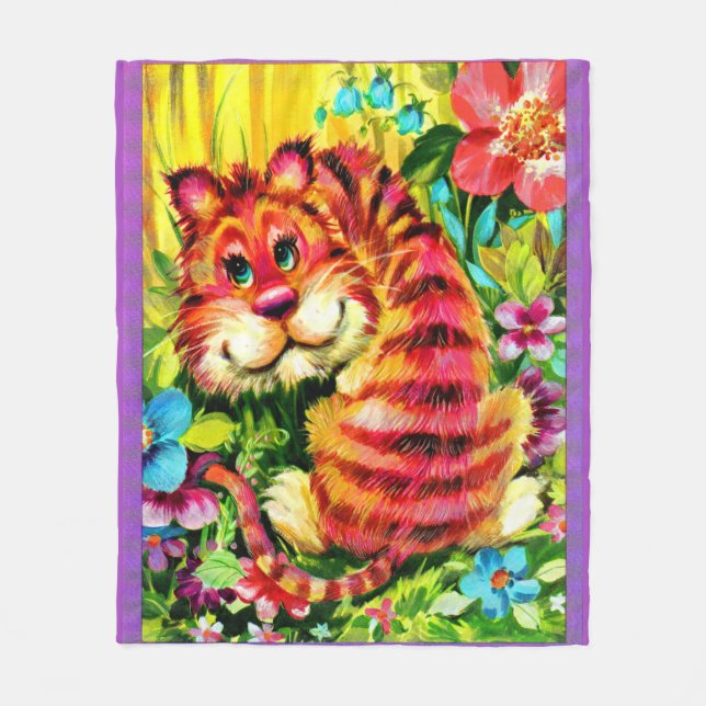 färglös tiger fleecefilt (Framsidan)