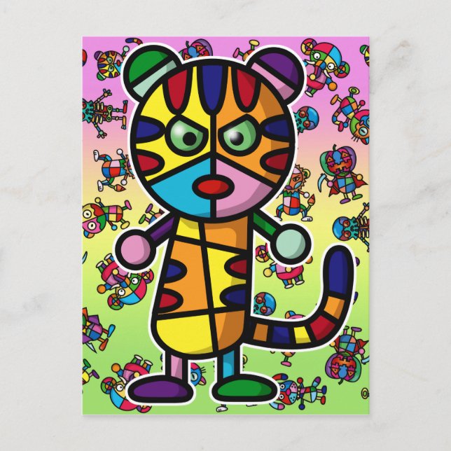 färglös tiger vykort (Framsida)