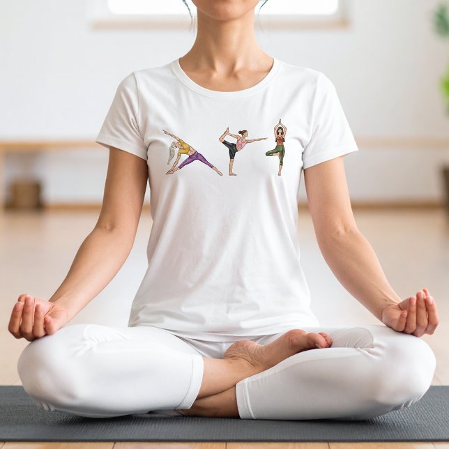 Färglös träningsdräkt Yoga Pose Balancing Women T Shirt (Please note: This image is a digitally created mockup.)