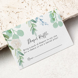 Färglös tropisk Blommigt Diaper Raffle Biljett Tilläggskort