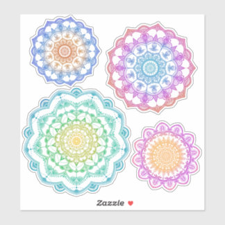 Färglös uppsättning med blandade mandala klistermärken