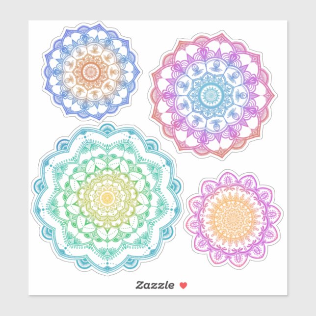 Färglös uppsättning med blandade mandala klistermärken (Ark)