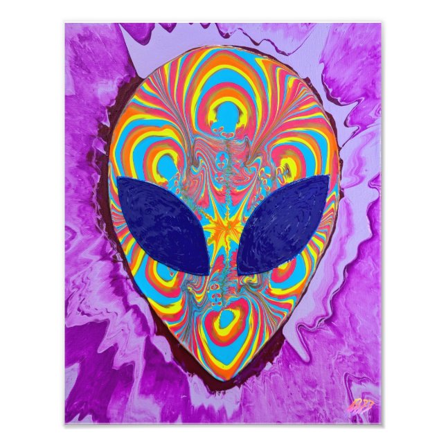 Färglös utskrift av Alien Pour Art Fototryck (Framsidan)