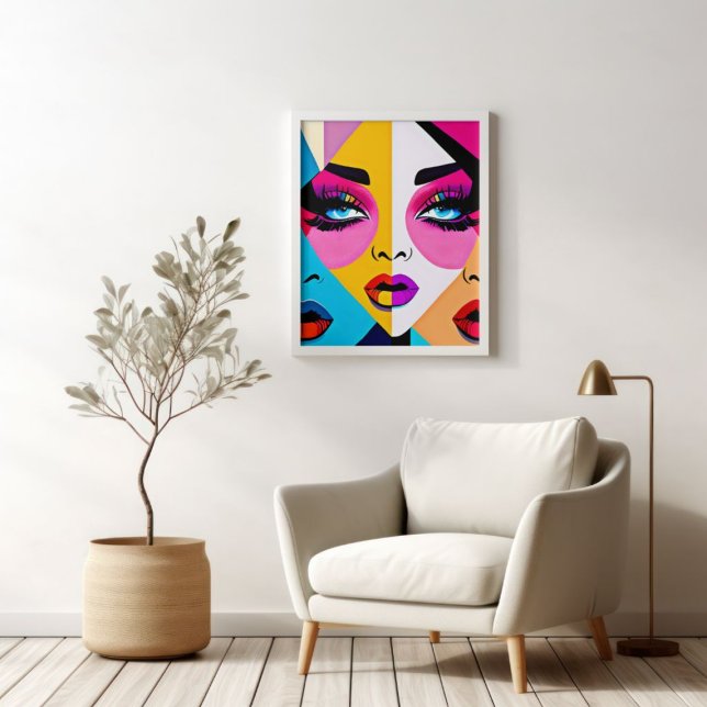 Färglös, vacker Abstrakt Kvinnor Ansikte PEG Art Poster (Skapare uppladdad)