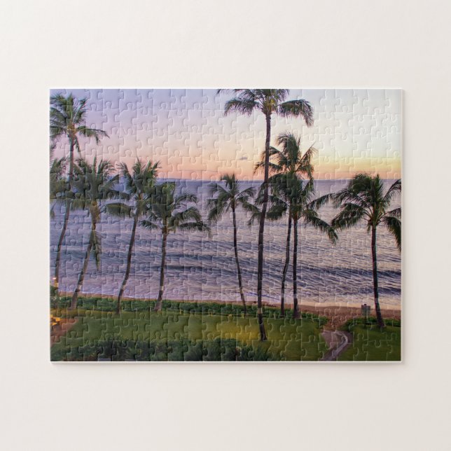 Färglös, vacker boskapsresort Grönt Handflatan Trä Pussel (Horisontell)