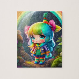 Färglös, vacker, lilla, Cute Elf Girl Pussel