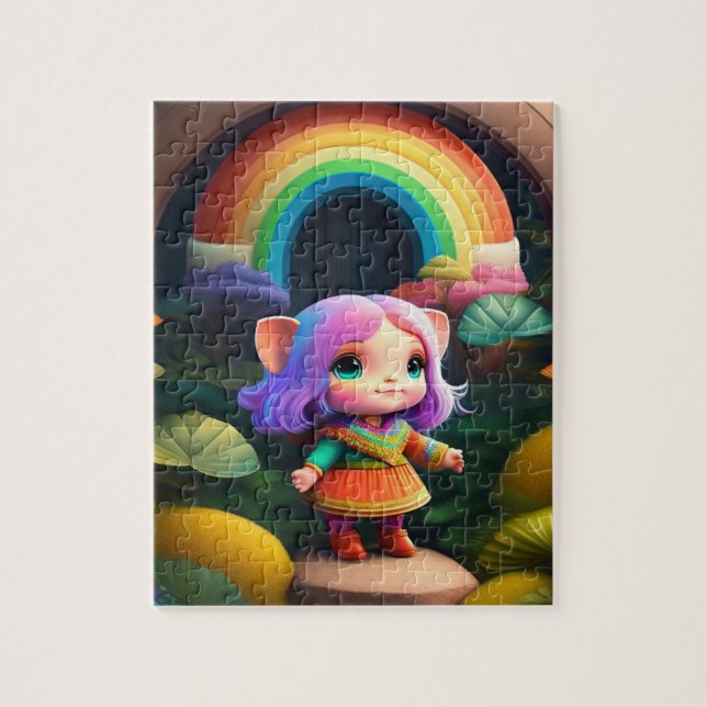 Färglös, vacker, lilla, Cute Elf Girl Pussel (Vertikal)