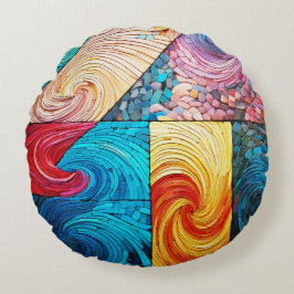 färglös våg rund kudde