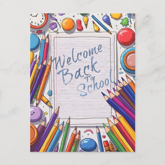 Färglös välkomstdesign i Back to school Helg Vykort (Framsida)