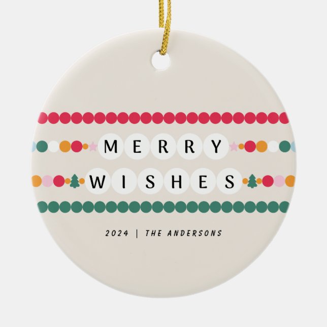 Färglös Vänskap Bracelet Merry Önskemål Cheerful Julgransprydnad Keramik (Framsidan)