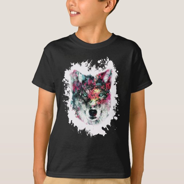 Färglös Varg Art T Shirt (Framsida)