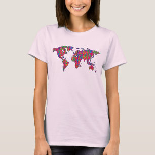färglös världskarta t-shirt