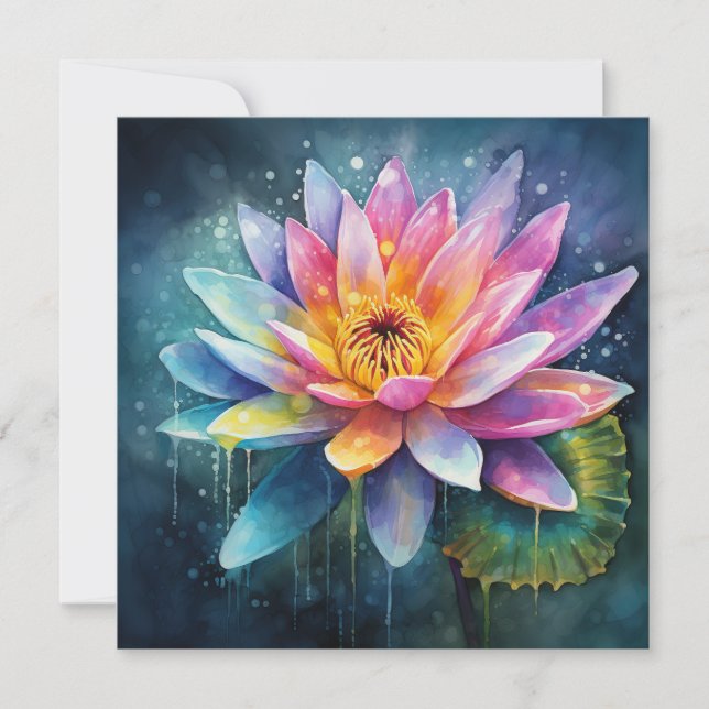 Färglös Vatten Lily Watercolor Design Anteckningskort (Framsida)