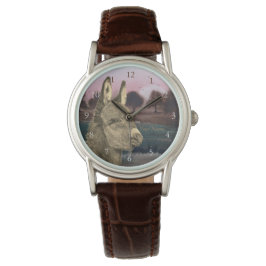 färglös, verklighetstrogen bild av söt åsna armbandsur