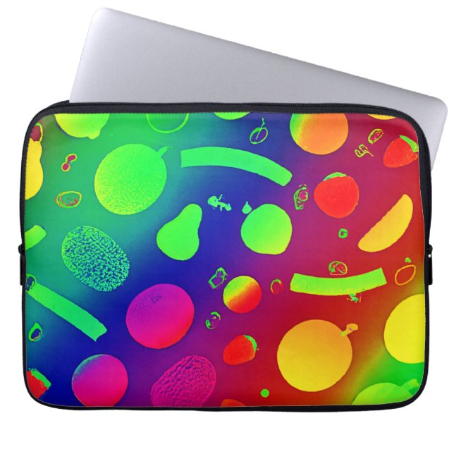 Färglös Vibrant Neon Fruits Mönster Art Laptop Fodral (Framsidan)