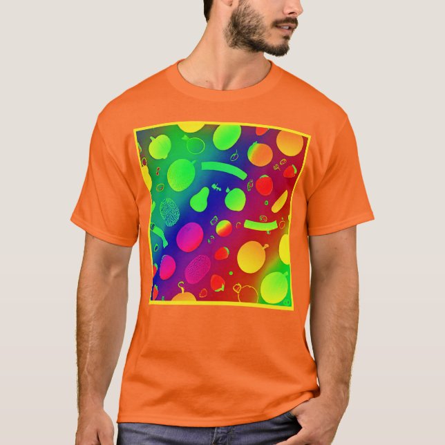 Färglös Vibrant Neon Fruits Mönster Art T Shirt (Framsida)
