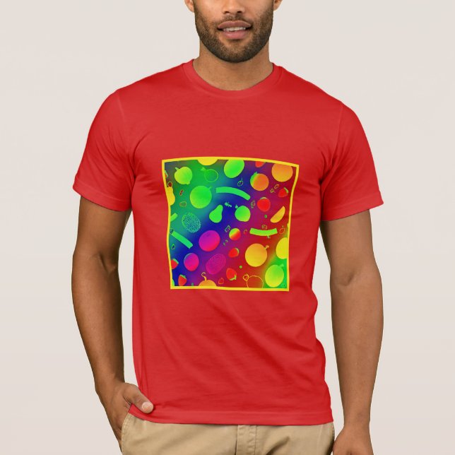 Färglös Vibrant Neon Fruits Mönster Art T Shirt (Framsida)