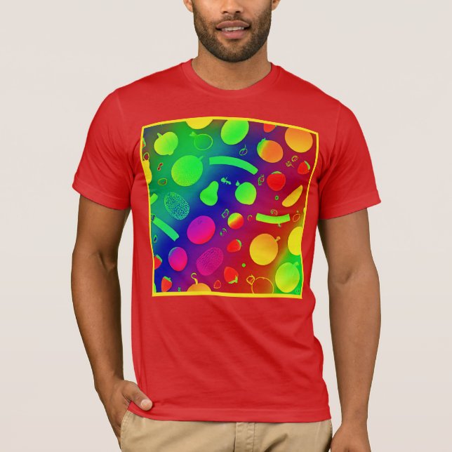 Färglös Vibrant Neon Fruits Mönster Art T Shirt (Framsida)