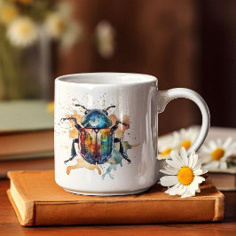 färglös vibrerande skarab i vattenfärg kaffemugg