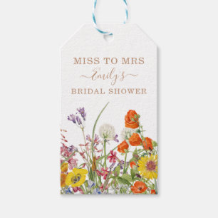 Färglös Vild Flowers Land Blommigt miss till Mrs. Presentetikett