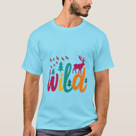 Färglös Vild Skriv ut med Hjort- och skogsgrafik T Shirt