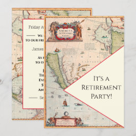 Färglös Vintage Karta Pension Party Inbjudningar