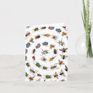 Färglös Vintage Kryp & Beetles Mönster Kort