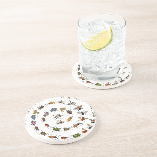 Färglös Vintage Kryp & Beetles Mönster Underlägg (Sidan)