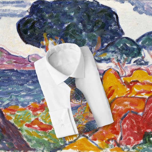 Färglös Vintage, liggande - målning Slips (Beautiful repurposed vintage art on a necktie. )