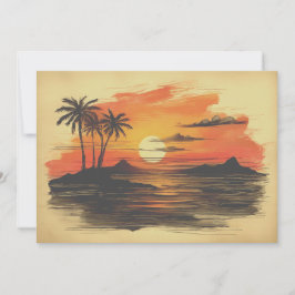 Färglös Vintage Sunset Sunrise Ocean Islands View Julkort